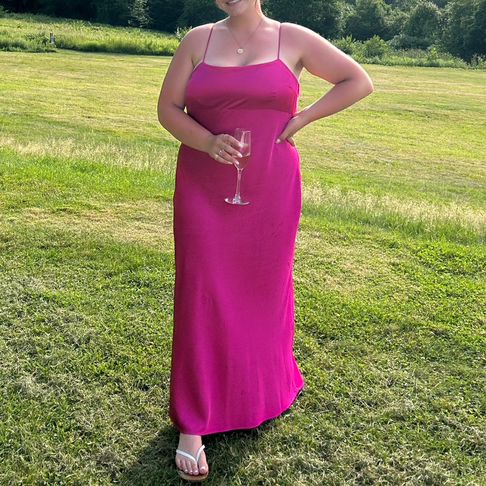 Pink Silk Backless Dress